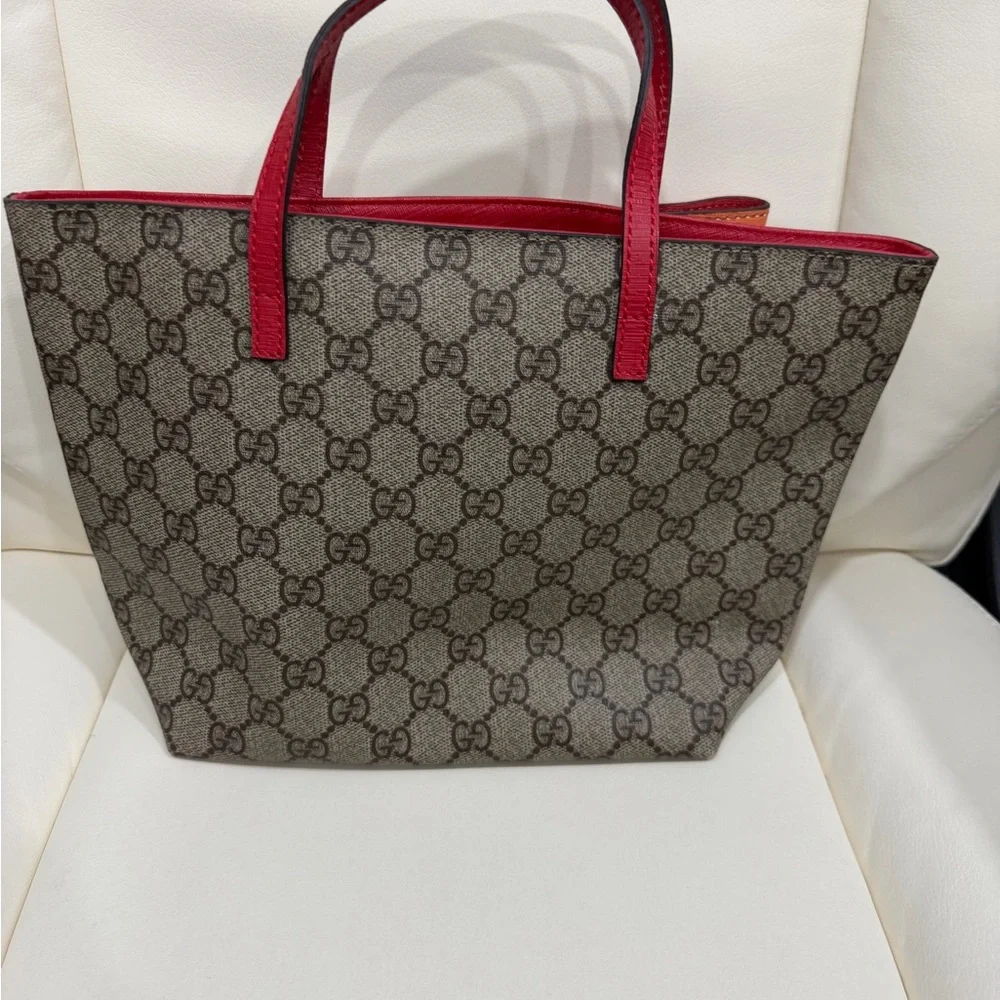 Gucci Brown Tote with Rainbow Bow - Picture 2 of 6